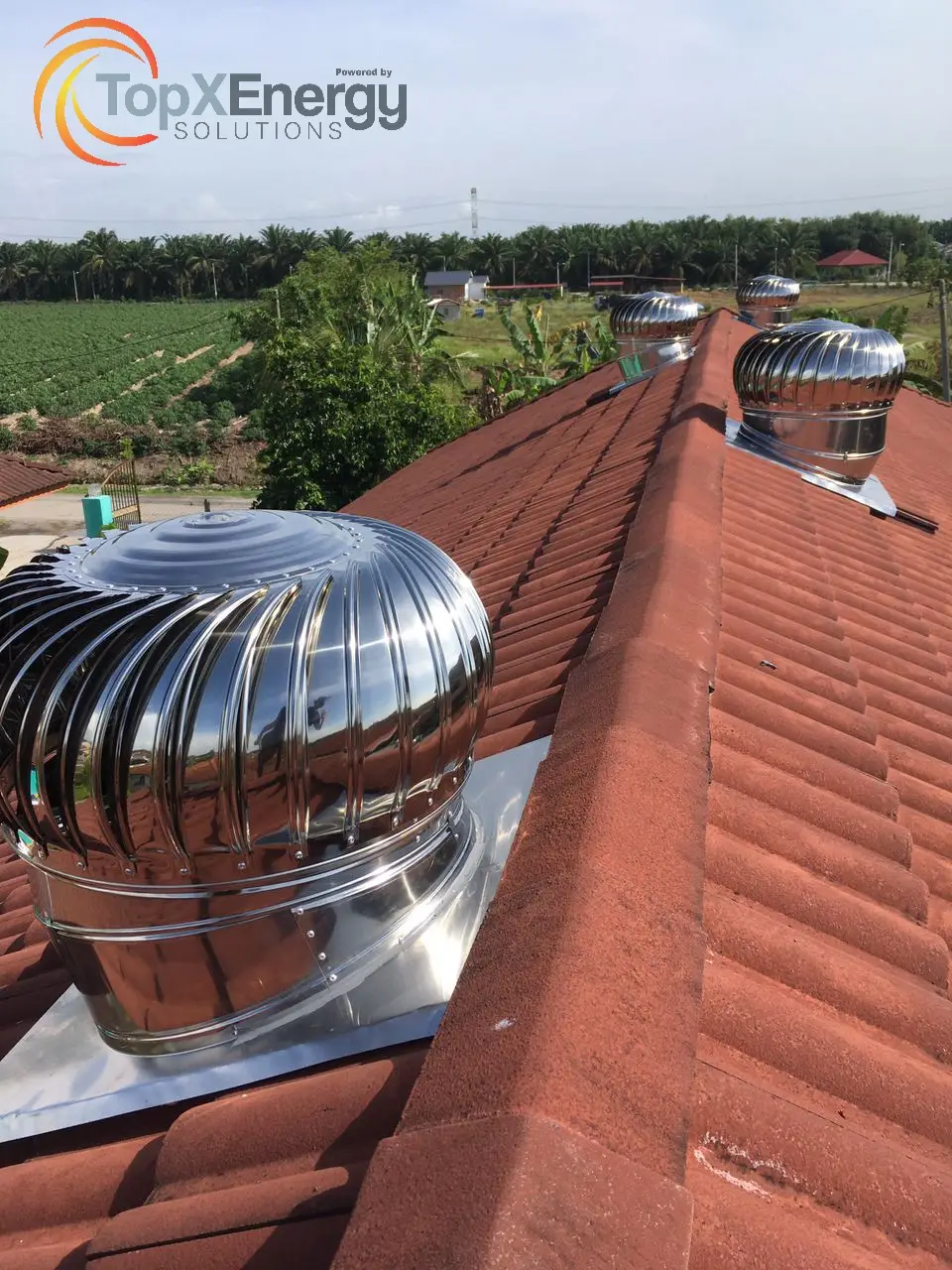 Residential Roof Wind Turbine Ventilator Setup