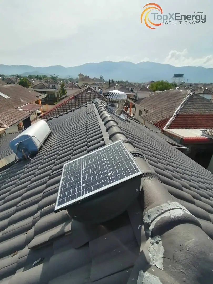 Solar Attic Fan & Turbine Ventilator Hybrid Installation