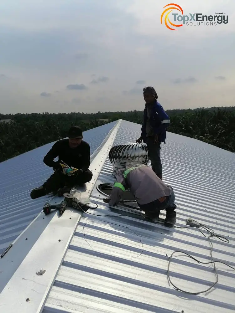 Industrial Warehouse Turbine Ventilator System Installation