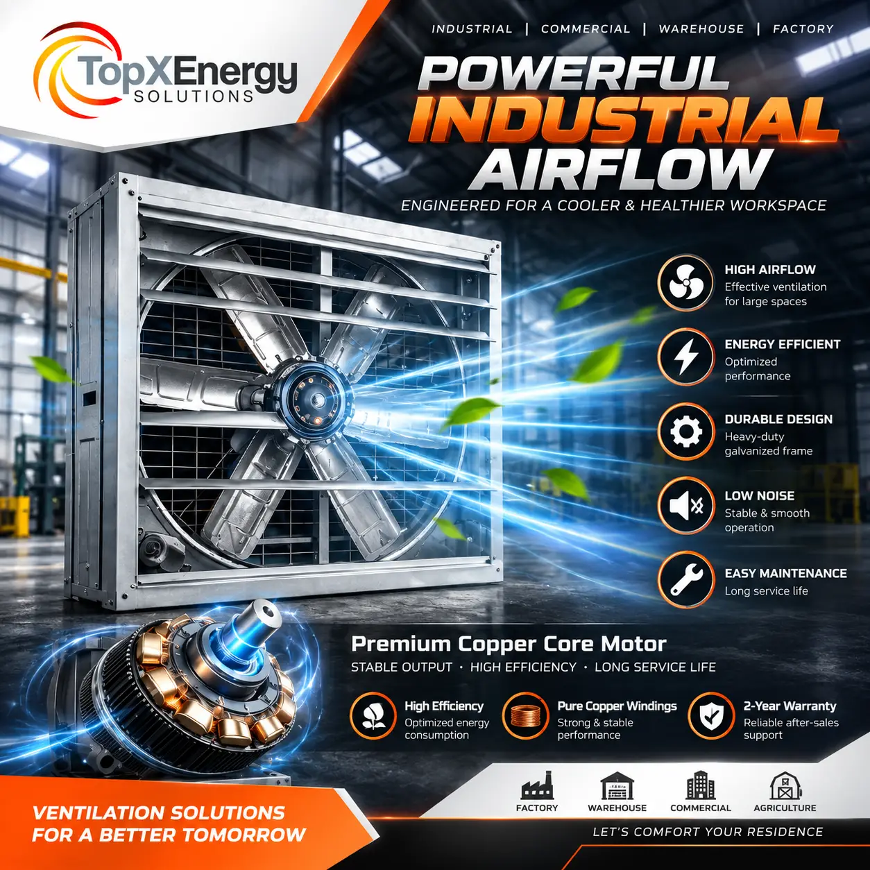 Industrial Wall Exhaust Fan – Heavy Duty Series (600–1200mm) 2